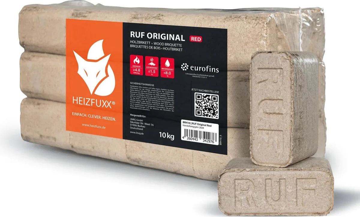 HEIZFUXX RUF Original Red Hartholzbriketts 960 kg (96 x 10 kg)