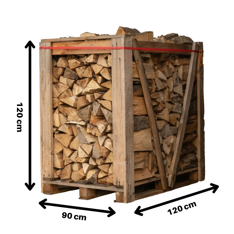 2x Paletten (Weißeiche + Buche/Hainbuche) – 30cm-Scheite