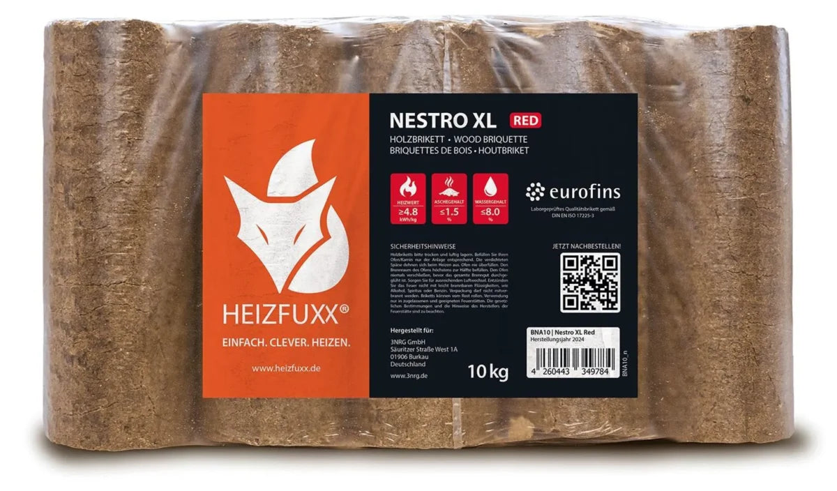 HEIZFUXX Nestro XL Red Hartholzbriketts 960 kg (96 x 10 kg)