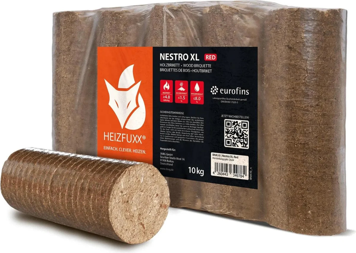 HEIZFUXX Nestro XL Red Hartholzbriketts 960 kg (96 x 10 kg)