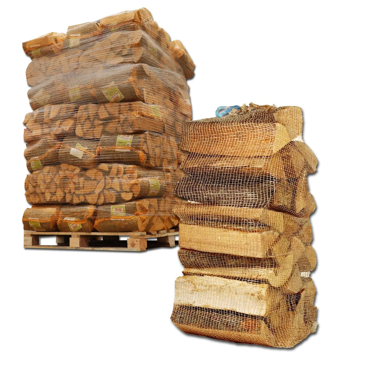 40 Netze mit 25 kg Holzscheiten – Hartholz-Mischung, 30 cm