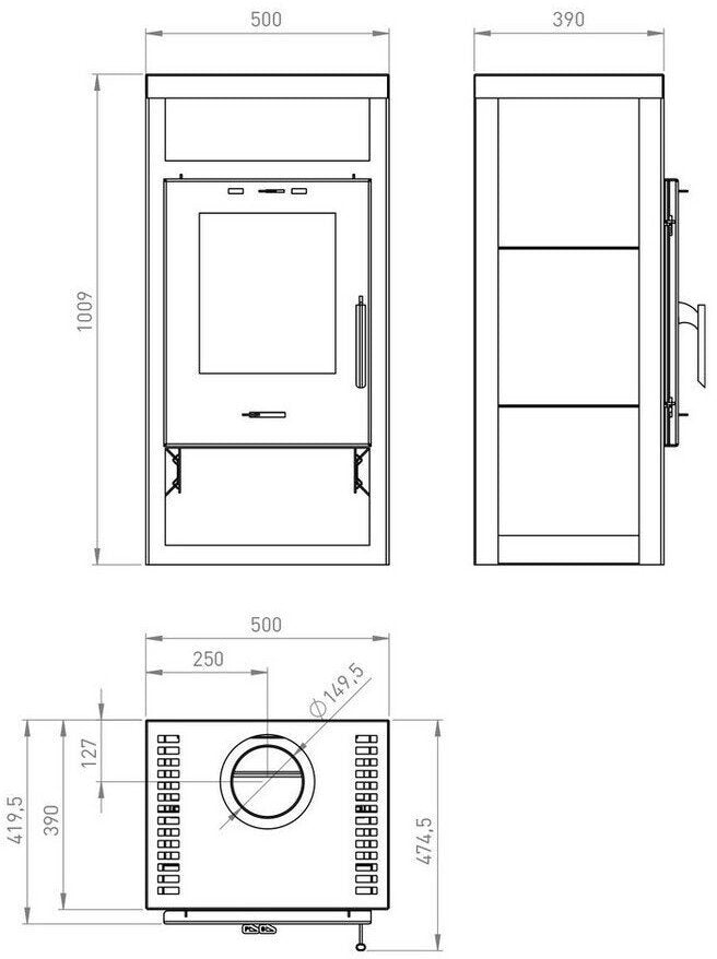 Justus Texas V 6 kW Stahl Schwarz/Keramik Grau – Eleganter Kaminofen mit Dauerbrandfunktion